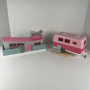 Crescent Retro Motel and Pink Camper Trailer Toy Set Target Exclusive